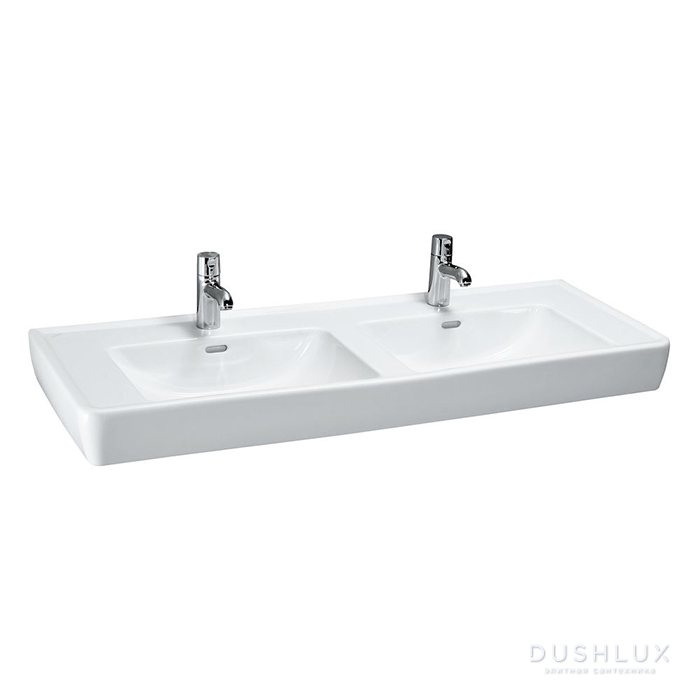 Фото Laufen Pro S Раковина двойная 130x48х11.5см , с 1 отв., на каждую раковину, цвет: белый глянцевый