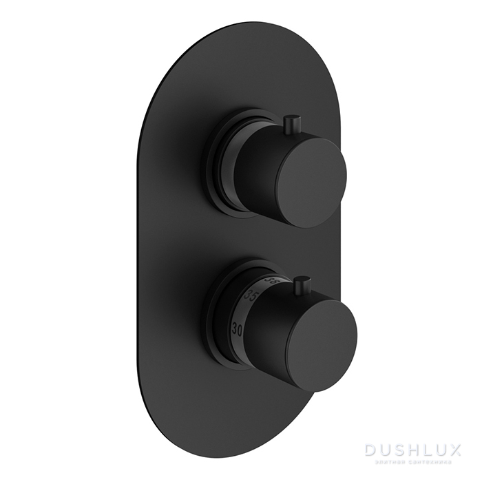 Фото Plumberia Selection IXO Смеситель для душа, встраиваемый, термостатический, на 3 выхода, цвет: черный матовый