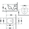 Duravit Me by Starck Унитаз 57x37см., подвесной, Rimless, с креплениями, цвет: белый