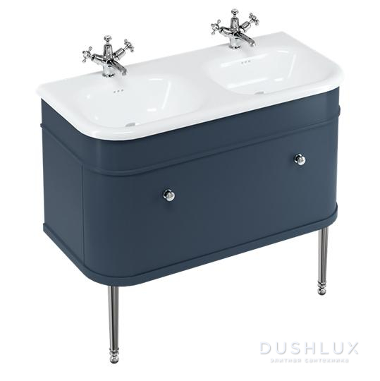 Фото Burlington Chalfont Тумба с раковиной, 100x48см., напольная, цвет: синий матовый/хром