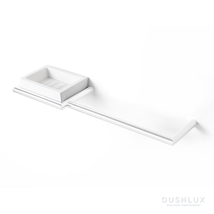 Фото 3SC Guy Полотенцедержатель и мыльница слева, подвесная, композит Solid Surface, цвет: белый матовый/белый матовый