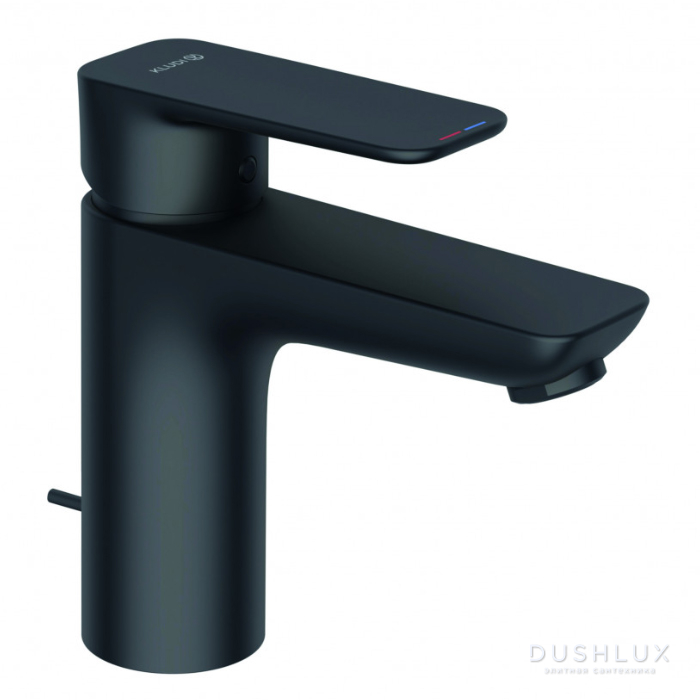 Фото Kludi Pure&Style Смеситель для раковины, 1 отв., с донным клапаном, цвет: черный матовый