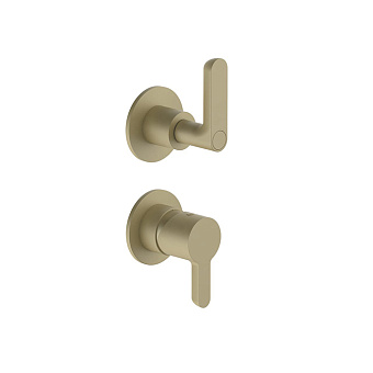Fantini Icona deco Смеситель для душа, встраиваемый, с  переключателем на 2 потока, внешняя часть, цвет: Matt British Gold PVD