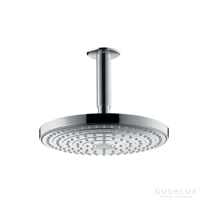 Фото Hansgrohe Raindance Select S Верхний душ d240мм, 2jet (RainAir, Rain), шарнирное соединение, G1/2, с потолочным держателем 100мм, цвет: хром