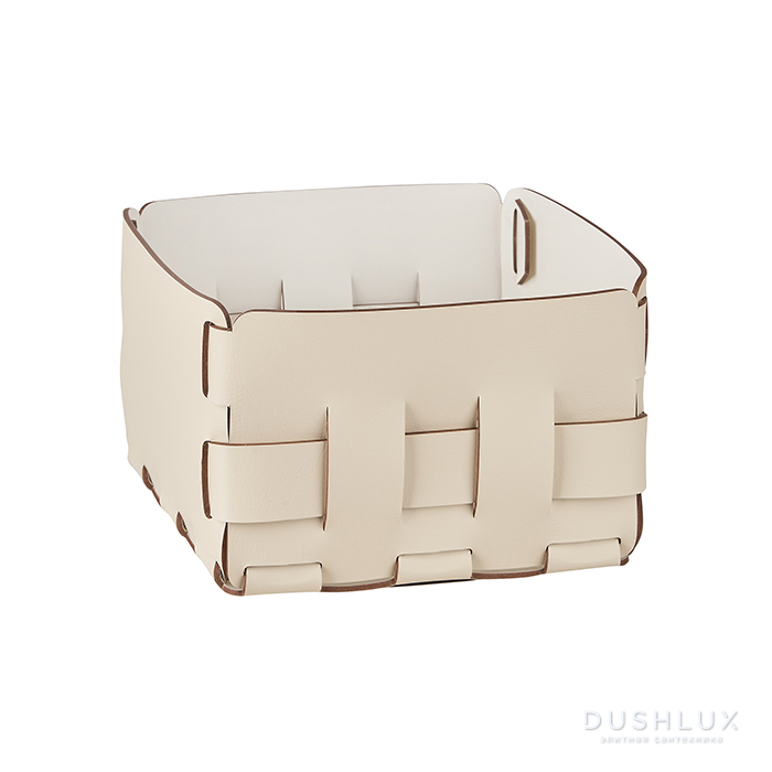 ADJ Корзинка Mini Bottega, 19x19xH13 см., цвет: панна котта/белый