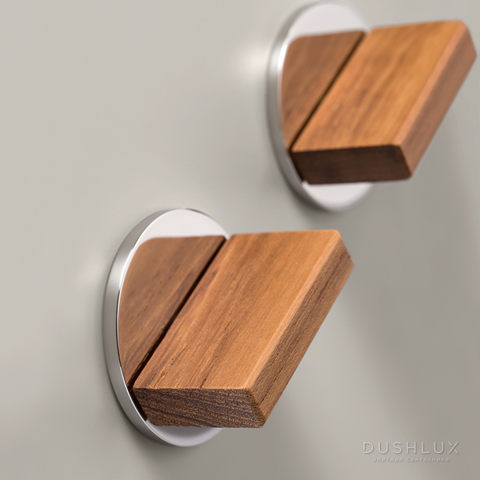 Фото CEA Design BAR Комплект запорных вентилей для раковины, настенный, цвет: полированная сталь/Тик Бирманский