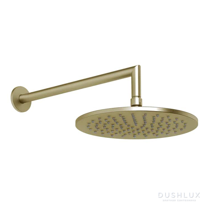 Фото GESSI Ingranaggio Верхний душ с кронштейном D250 мм, цвет Brushed Brass PVD
