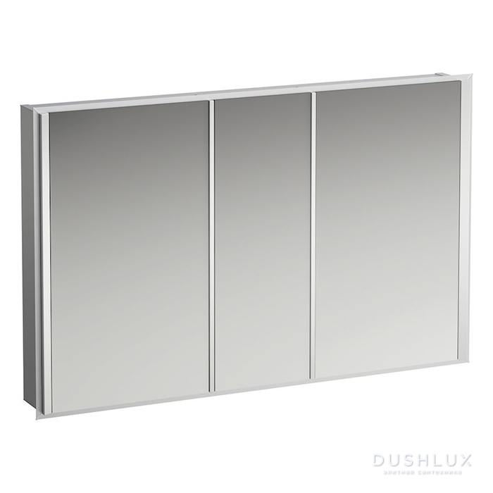 Фото Laufen Frame 25 Зеркальный шкаф 120х15х75см., 3 двери, LED подсветка, подсветка снизу, сенсорный выключатель, 2 розетки