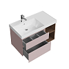 Kerama Marazzi Cubo Тумба 90см., подвесная, с ящиками, левая, цвет: мальва матовая/орех