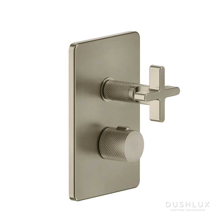 Фото Gessi Inciso+ Встраиваемый термостатический смеситель на 2 источника, резьба 1/2", цвет: finox