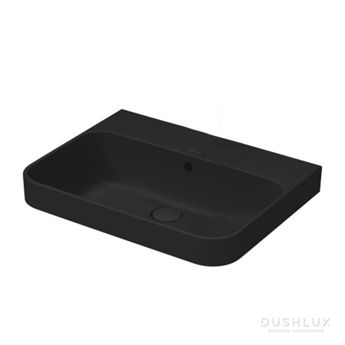 Фото Duravit Happy D.2 Plus Раковина накладная, 60х46см., без отв., выпуск с керамической крышкой, WonderGliss, цвет: Anthracite matt