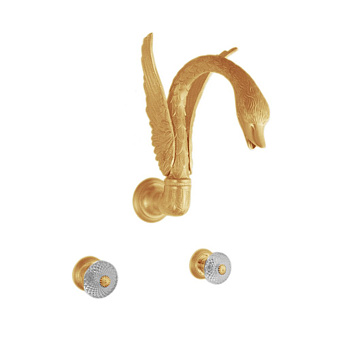 Cristal et Bronze Cygne Aile Flamant Смеситель для ванны, цвет: золото 24 к.
