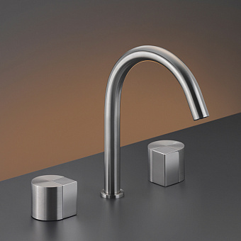 CEA Design DUET Смеситель для раковины, 3 отв., с поворотным изливом, цвет: нержавеющая сталь