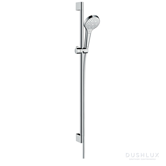 Фото Hansgrohe Croma Seleсt S Душевой набор: штанга 900mm, ручной душ 110, 3jet (SoftRain, IntenseRain, массажная), EcoSmart, шланг, цвет: белый/хром