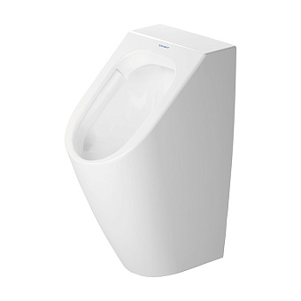 Duravit ME by Starck Писсуар Rimless 0.5л., без смывного края, подача воды сзади, с вытяжкой, сток горизонтальный, включая крепление, модель без „мушк