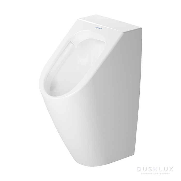 Фото Duravit ME by Starck Писсуар Rimless 0.5л., без смывного края, подача воды сзади, с вытяжкой, сток горизонтальный, включая крепление, модель без „мушк