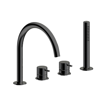 Almar Mixers Смеситель на борт ванны на 4 отверстия с ручной лейкой, цвет: Gun Metal Brushed PVD