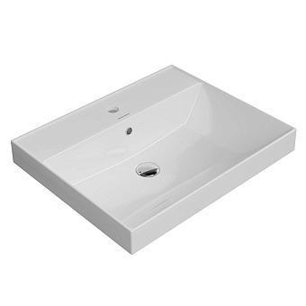 Kerama Marazzi Cubo Раковина 60x48.5x18см., подвесная, мебельная, 1 отв., с переливом, цвет: белый глянцевый