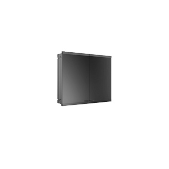 EMCO Evo Зеркальный шкаф 80x70см., с подсветкой, встраиваемый, 2 двери, 2 полки, розетка, цвет: черный