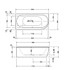Duravit Darling New Ванна 190x90x48 см, акриловая, угол слева, с панелью и ножками, с 2 наклонами для спины, цвет: белый