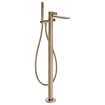 Gessi Inverso Rigato Смеситель для ванны, напольный, с переключателем и ручным душем, цвет: Brass Brushed PVD