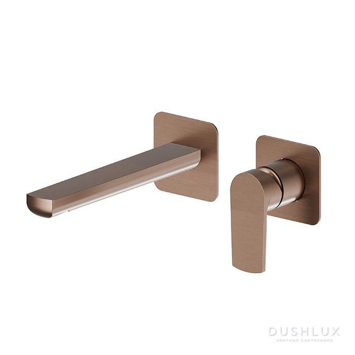 Фото Newform Haka Смеситель для раковины, встраиваемый, без донного клапана, цвет: PVD brushed copper bronze