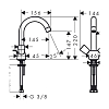 Hansgrohe Logis Смеситель для раковины 150, на  1 отв. с донным клапаном, излив 145мм, h147мм, 2 ручки цвет: хром