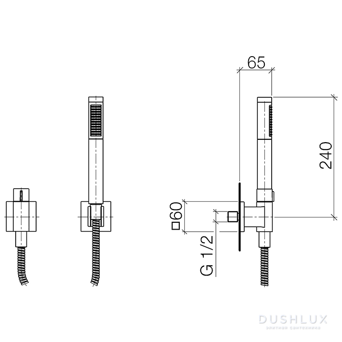 Dornbracht Symetrics Душевой гарнитур со шлангом, настенный, с ...