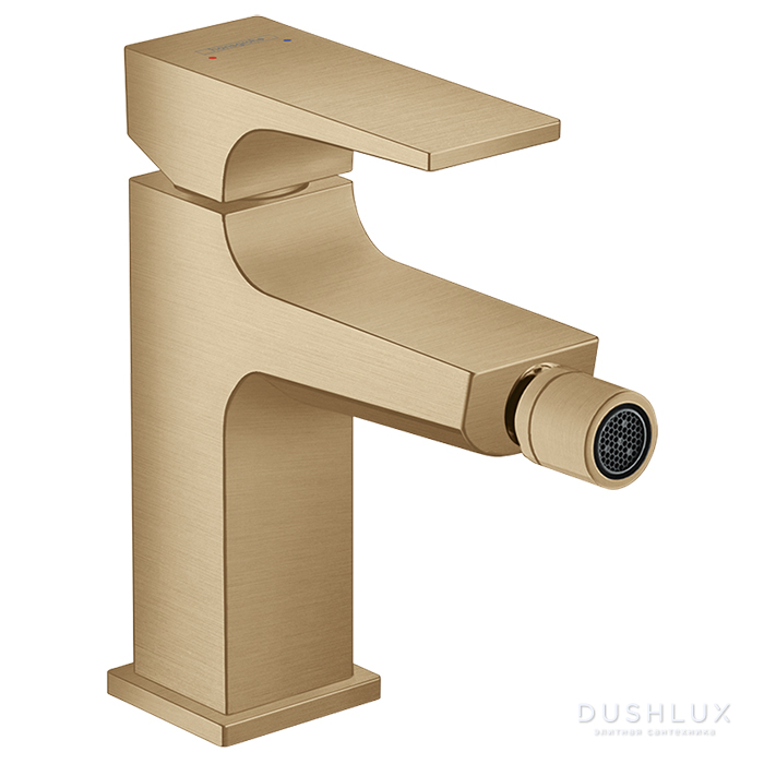 Фото Hansgrohe Metropol Смеситель для биде на 1 отв, с донным клапаном, излив 129мм, цвет: шлифованная бронза