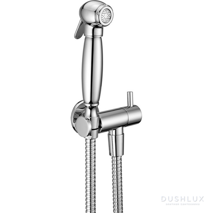 Фото CISAL Shower Гигиенический душ со шлангом 120 см,вывод с держателем и запорный вентиль, цвет: хром