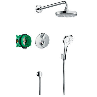 Hansgrohe Croma S Душевая система, верхний душ 18,7см., смеситель термостатический, с ручным душем, цвет: хром