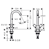 Hansgrohe Logis Смеситель для кухни на 1 отв, поворотный излив 156мм, h212мм, с 2 ручками, цвет: хром