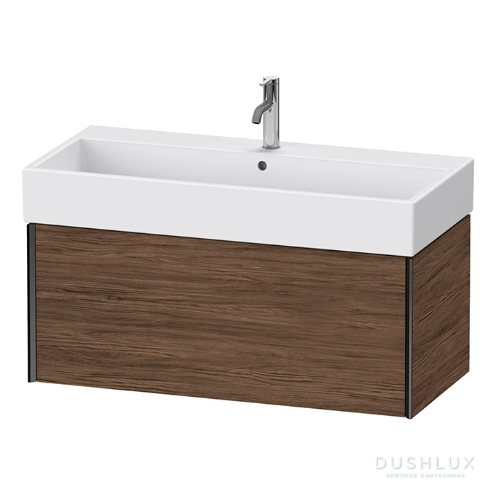 Фото Duravit XViu Тумба подвесная 98.4x45.4x39.7см с раковиной, с 1 выдв ящик, цвет: walnut dark/черный матовый