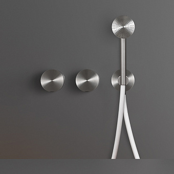 CEA Design GIOTTO Смеситель для ванны/душа, настенный, с ручным душем, цвет: нержавеющая сталь/белый