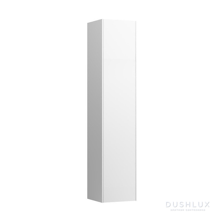Фото Laufen Base Шкаф 35x33.5x165см., 1 дверца, DX, 1 фиксированная полка, 4 стеклянные полки, дизайн совпадает с комбинированными раковинами, цвет: белый глянцевый