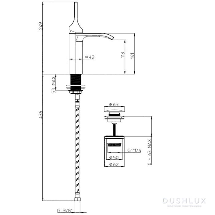 Bossini Apice Смеситель для раковины на 1 отверстие, однорычажный ...