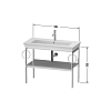 Duravit White Tulip Металлическая консоль 98.4x45x76 см, напольная, 1 дерев. полка, 2 п/держ., цвет: белый высокоглянцевый