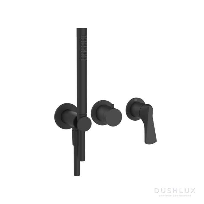 Фото Gessi Ventaglio Смеситель для душа, настенный, с ручным душем, цвет: Matte Black