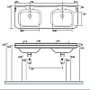Kerasan Waldorf Раковина 150x55 см, 3 отв., керамическая, двойная, цвет: черный/золото