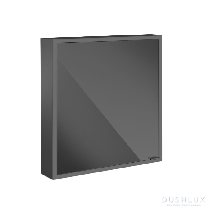 Фото EMCO Prime Зеркальный шкаф 60x70см., с подсветкой, навесной, 1 дверь, L, 2 полки, розетка, цвет: черный