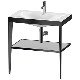 Duravit XViu Консоль напольная, 80x48x85см с полкой, с раковиной без перелива, 1 отв., цвет: black matt/crome