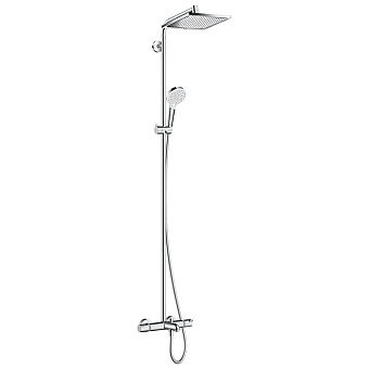 Hansgrohe Crometta Showerpipe E 240 SHP: термостат для ванны, стойка с верхним душем 24см, ручной душ, цвет: хром
