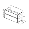 Ideal Standard Finesse Тумба с раковиной 100x50см, подвесная, SX, 2 ящика, 1 отв., цвет: пепельно-голубой матовый