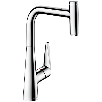 Hansgrohe Talis Select M51 Смеситель для кухни, на 1 отв, поворотный излив 234мм с вытяжным душем, 1jet, h288мм, кнопка вкл/выкл, цвет: хром