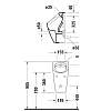 Duravit ME by Starck Писсуар Rimless 0.5л., без смывного края, подача воды сзади, с вытяжкой, сток горизонтальный, включая крепление, модель без „мушк