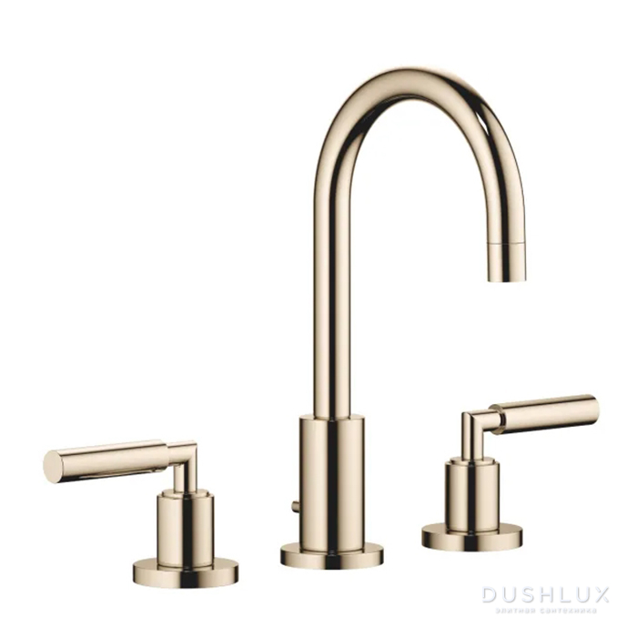 Фото Dornbracht Tara Смеситель для раковины, на 3 отв., с донным клапаном, цвет: Шампанское