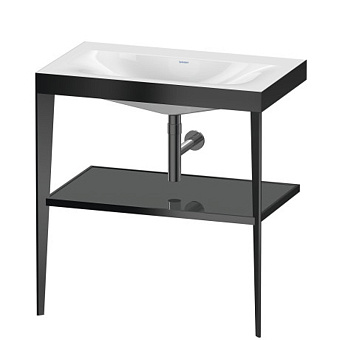 Duravit XViu Консоль напольная, 80x48x85см с полкой, с раковиной без перелива, без отв., цвет: black matt/flannel grey high gloss lacquer