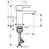 Hansgrohe Metris S Смеситель для раковины с донным клапаном, на 1 отв., излив 113мм, h94мм, цвет: хром
