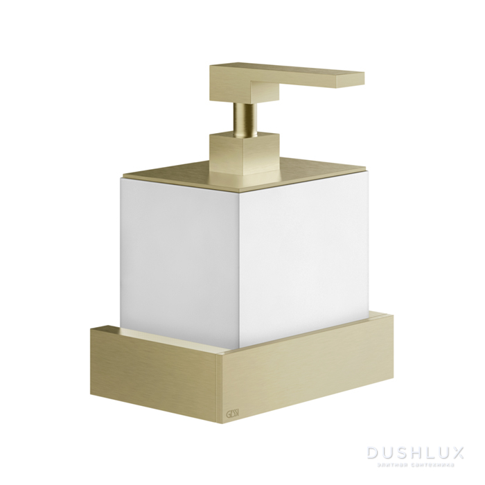 Фото Gessi Inverso Accessories Дозатор для жидкого мыла, подвесной, цвет: белый/Brass Brushed PVD