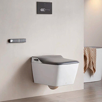 Arrow Glacier Унитаз Smart 41x60см, с функцией биде, подвесной, безободковый, клавиша смыва, цвет: белый/серый